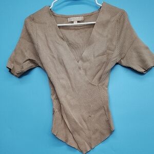 Love Tree Tan V-Neck Blouse